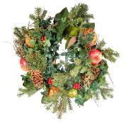 Déco : Couronne de fruits et pommes de pin