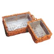 Panier osier brut 2 anses + bac plastique  40x30 cm