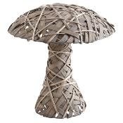 Champignon osier gris et bois Grand Modèle  Ht. 60xdiam. 50-27 cm