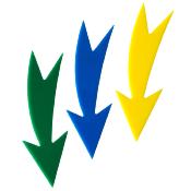 Signalétique : LE LOT [28 Mini-flèches simples 20 cm vierges (bleues, vertes, jaunes)]